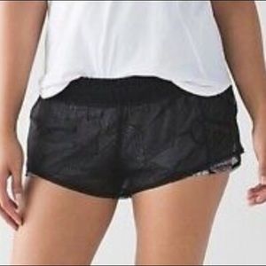 Black and white mesh running shorts
